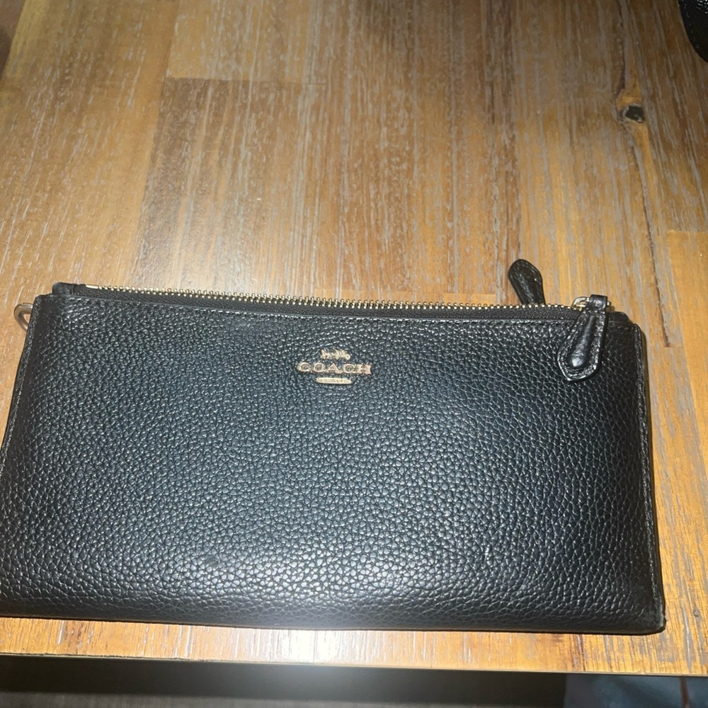 Coach Pebbled Black Leather Clutch